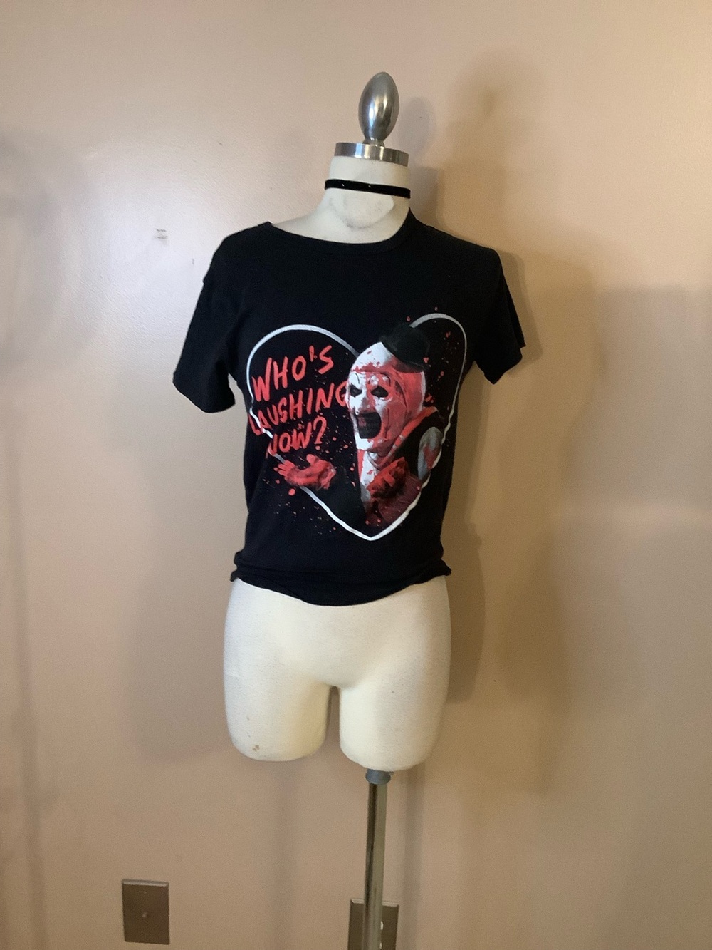 Hot Topic Terrifier Art The Clown Who's Laughing Now Babydoll T-Shirt Small.